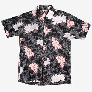 VIntage 60s David Langman Mens Large Hippie Floral Print Dagger Collar